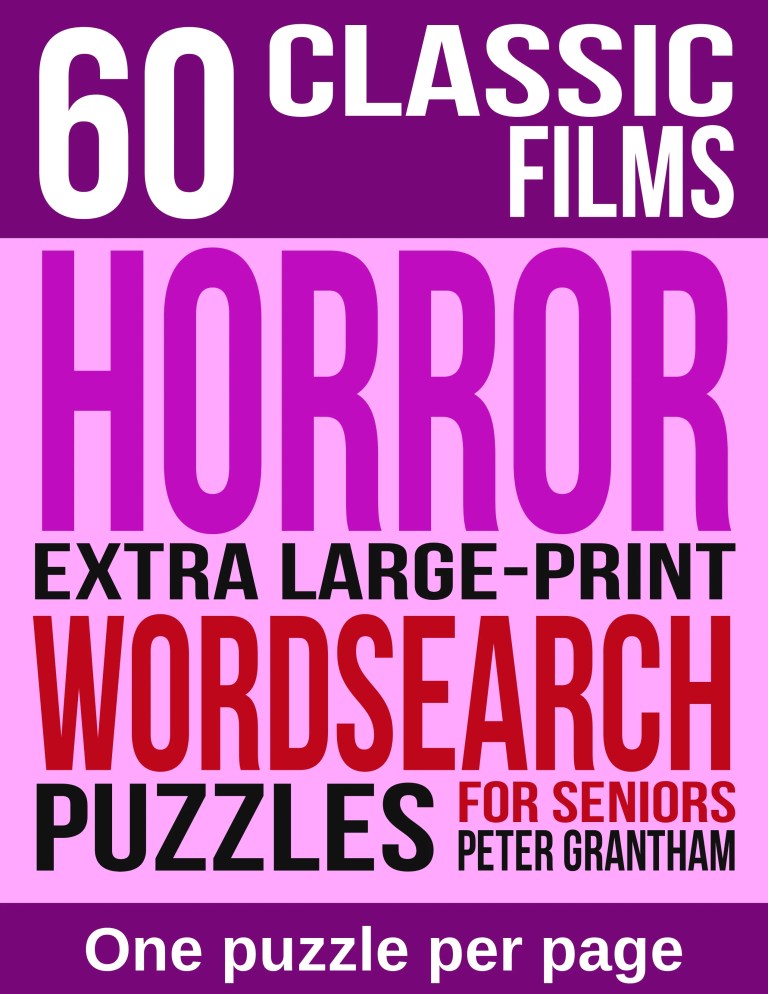 60 Classic Films Horror wordsearch puzzles